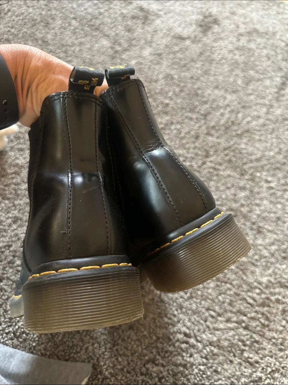 Dr. Martens Classic Black Leather Chukka Boots Unisex with Yellow Stitching